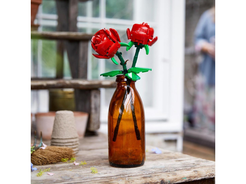 2 rote Rosen mit verstellbaren Stielen