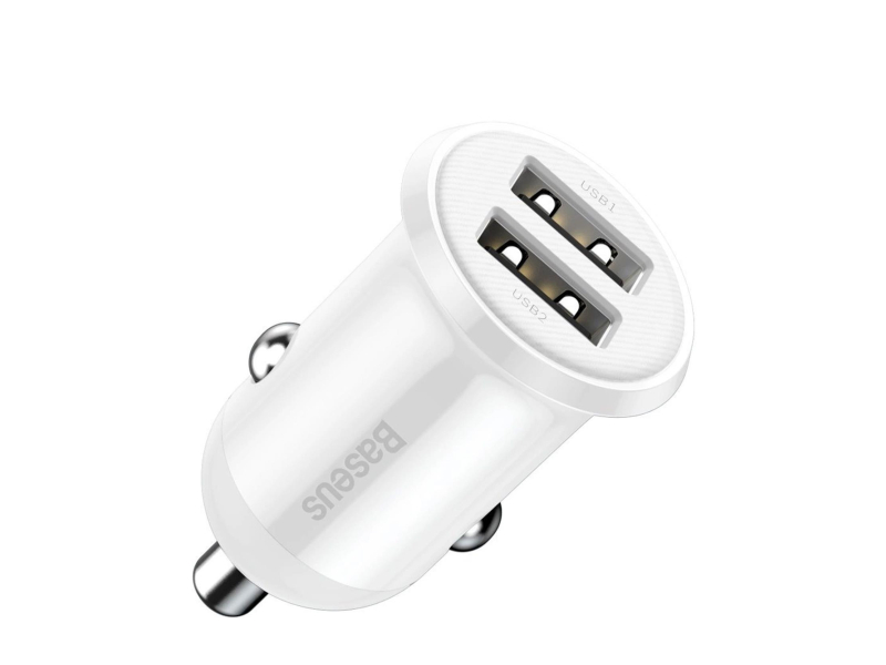 Baseus Grain Pro Auto-Ladegerät (Dual USB 4,8A) Weiß