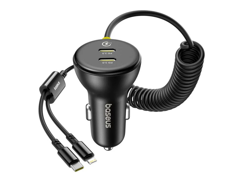 Baseus Auto-Ladegerät (C+C)+(C&L) Kabel 60W Schwarz
