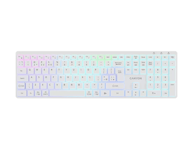 CANYON Tastatur HKB-W11 UK/US RGB Zwei Modi Kabellos Weiß