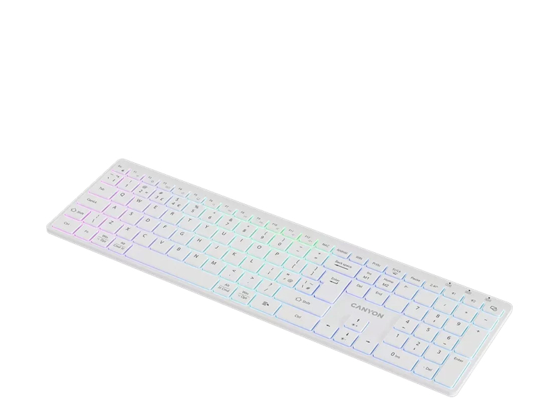CANYON Tastatur HKB-W11 UK/US RGB Zwei Modi Kabellos Weiß