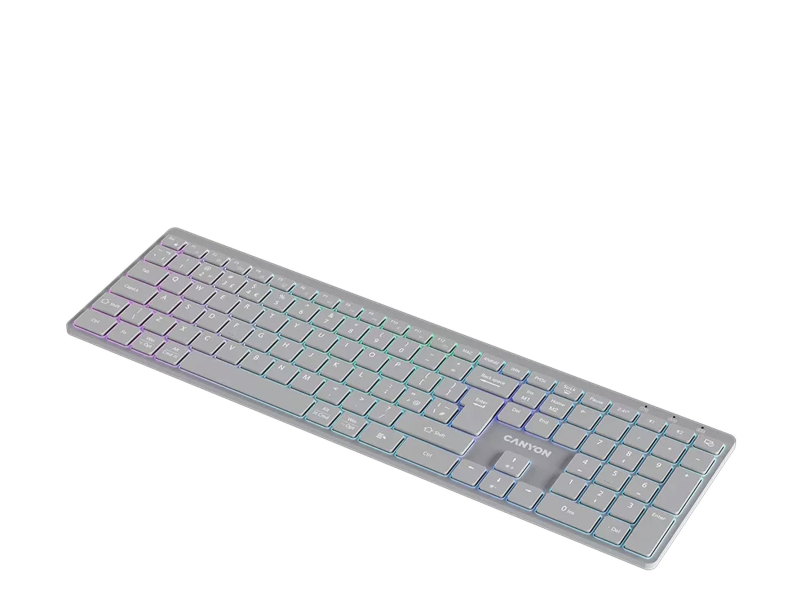 CANYON Tastatur HKB-W11 UK/US RGB Zwei Modi Kabellos Grau
