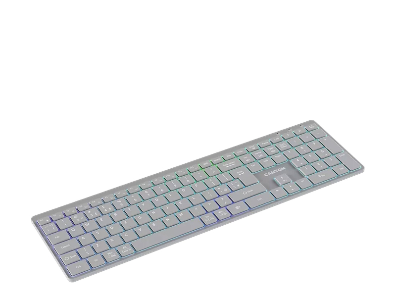 CANYON Tastatur HKB-W11 UK/US RGB Zwei Modi Kabellos Grau