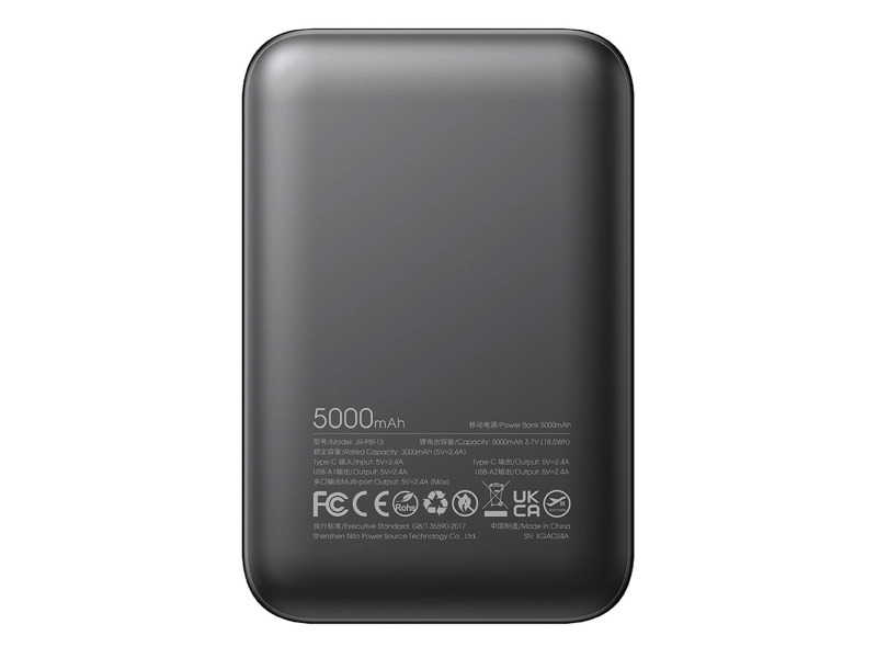 JoyRoom Powerbank 5000mAh 2,4A 2x USB-A 1x USB-C - schwarz