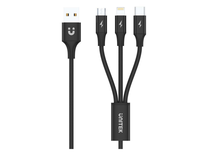 Unitek USB-3.0-Ladekabel – Lightning, USB-C, micro USB
