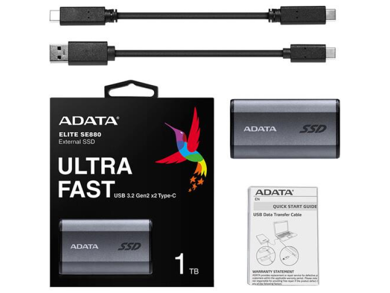 ADATA Externe SSD SE880 1 TB USB 3.2 A/C Gen 2x2 Grau