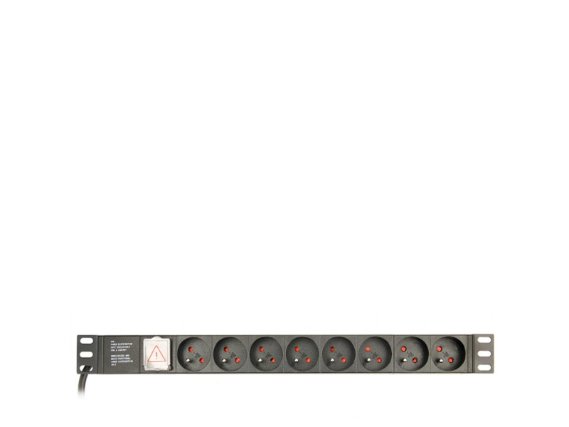Gembird Rack - 8 gniazd FR, 1U, 16A, Schuko, 3m