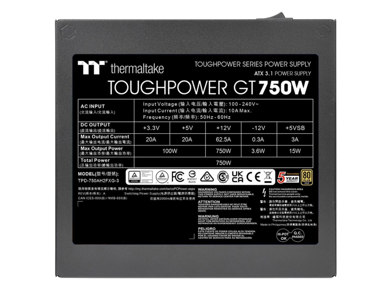 Thermaltake ToughPower GT 750W 80 Plus Gold ATX 3.1