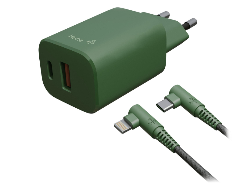 Hune Ładowarka sieciowa GaN 20W USB-C+USB-A + 1.2 m Lightning For