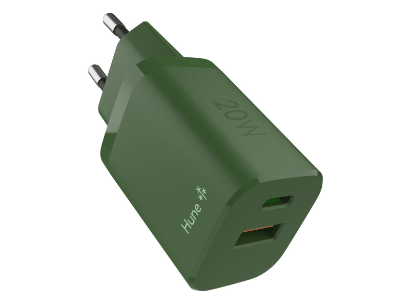 Hune Ładowarka sieciowa GaN 20W USB-C + USB-A Forest Green