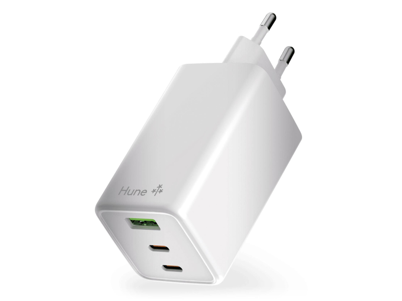 Hune Ładowarka sieciowa GaN 100W 2x USB-C+USB-A Snow White