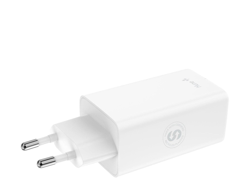 Hune Ładowarka sieciowa GaN 100W 2x USB-C+USB-A Snow White