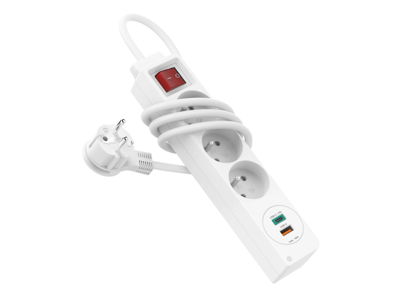 Hama Steckdosenleiste 3-fach, 2x USB C/A