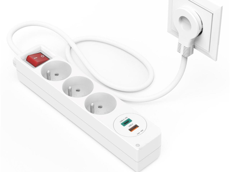 Hama Steckdosenleiste 3-fach, 2x USB C/A