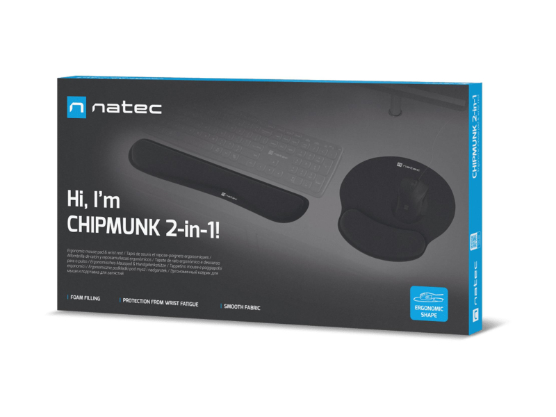 Natec POD MAUS UND HANDGELENKSTÜTZE CHIPMUNK ERGONOMISCH SCHWARZ