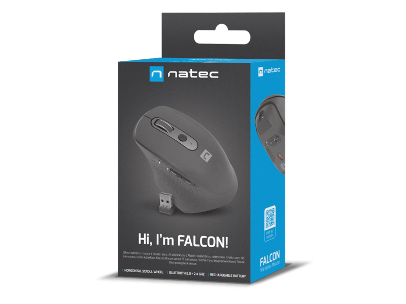 Natec FALCON BEZPRZEWODOWA 3200DPI BLUETOOTH 5.0 + 2.4GHZ CZARNA