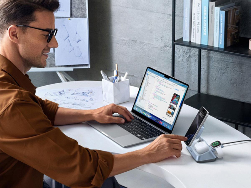 UGREEN Induktionsladegerät 3in1 W711 MagFlowQi2 25W grau