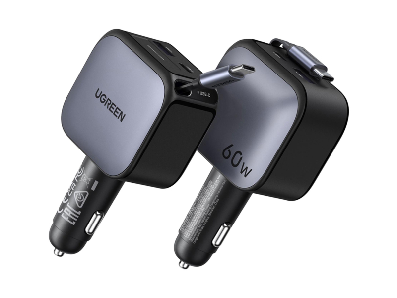 UGREEN Autoladegerät EC602USB-C + USB60W mit Kabel grau