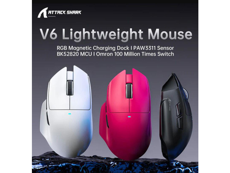 Attack Shark V6 Ultra-Light Tri-Mode weiß