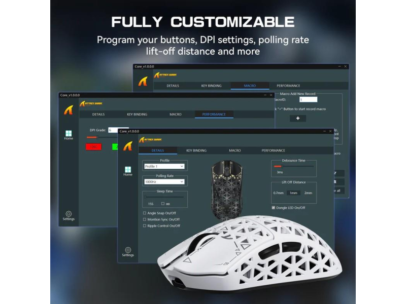 Attack Shark R5Ultra UltralightCarbon 8kHz/42kDPI PAW3950MAX Omron weiß