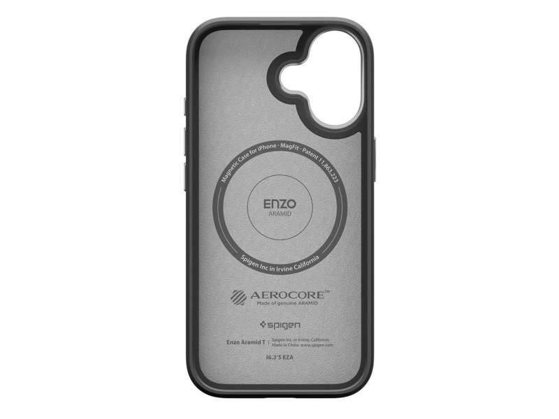 Spigen Enzo Aramid ”T” Mag Magsafe für iPhone 17 Schwarz/Silber