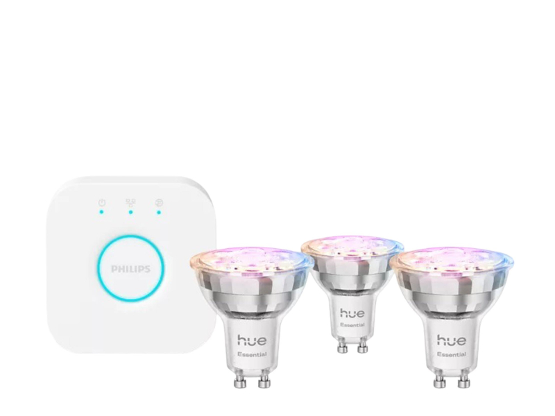 Philips Hue Essential White und Farbambiente 3xGU10-Lampe + Hue Bridge