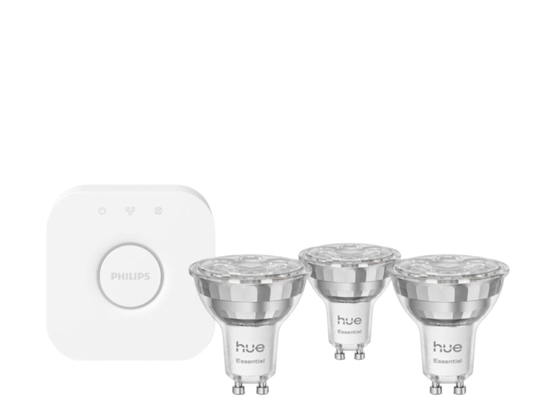 Philips Hue Essential White und Farbambiente 3xGU10-Lampe + Hue Bridge