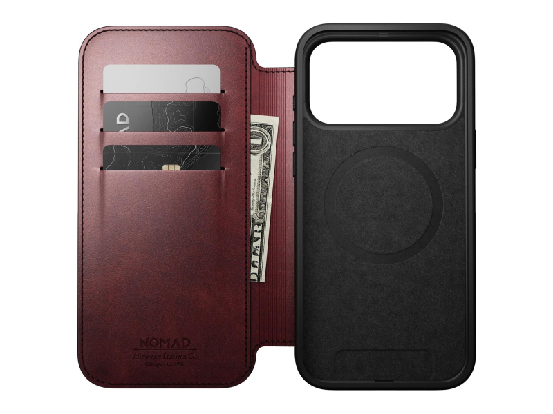 Nomad Modern Leather Folio für iPhone 17 Pro Max MagSafe burgund