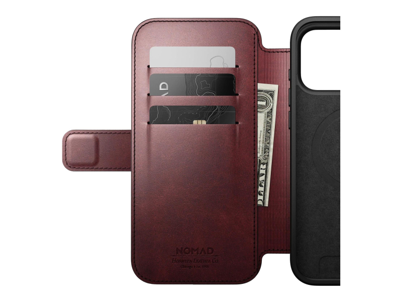 Nomad Modern Leather Folio für iPhone 17 Pro Max MagSafe burgund