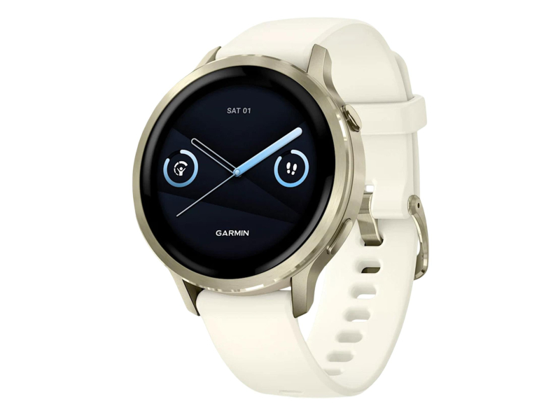 Garmin Venu 4 Lunar gold 41mm mit cremefarbenem Armband