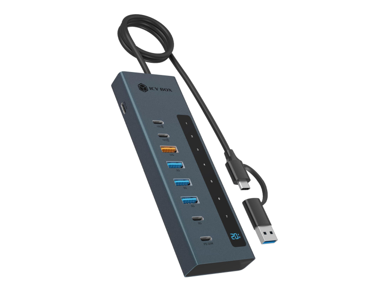 ICY BOX combo 9w1 10xUSB PD 100W