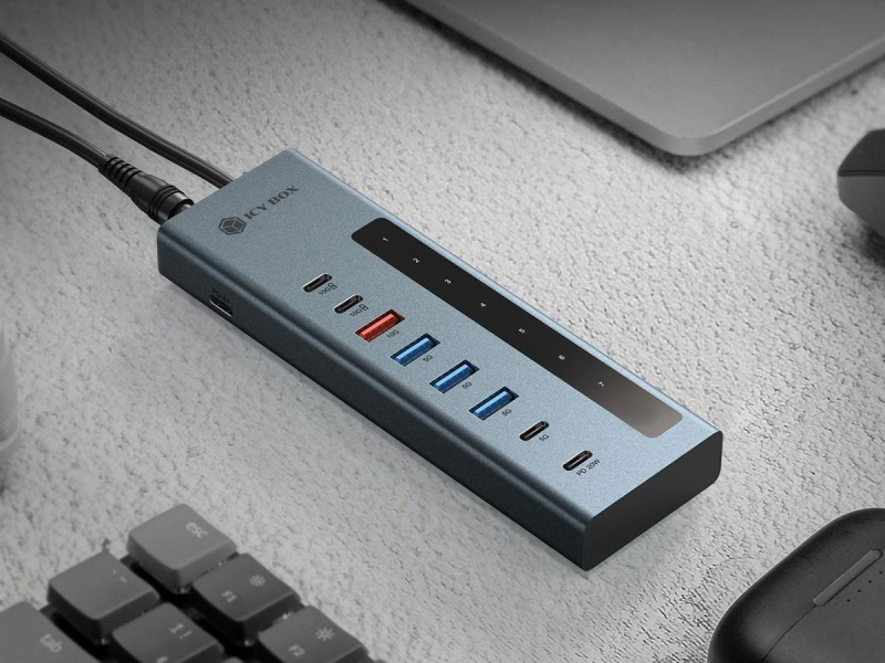ICY BOX combo 9w1 10xUSB PD 100W
