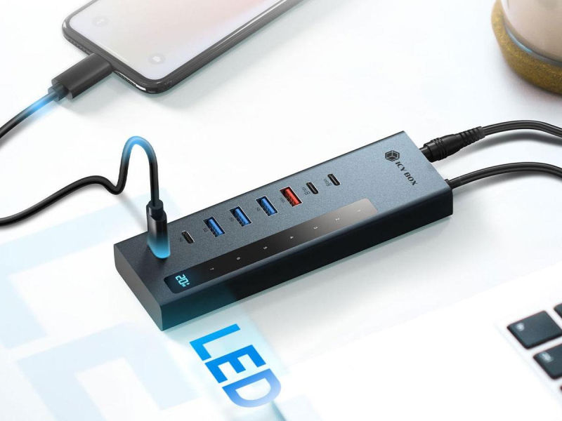 ICY BOX combo 9w1 10xUSB PD 100W
