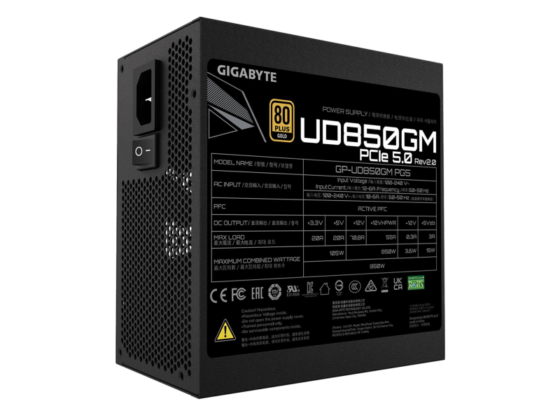 Gigabyte UD850GM PG5 V2 850W 80 Plus Gold ATX 3.1