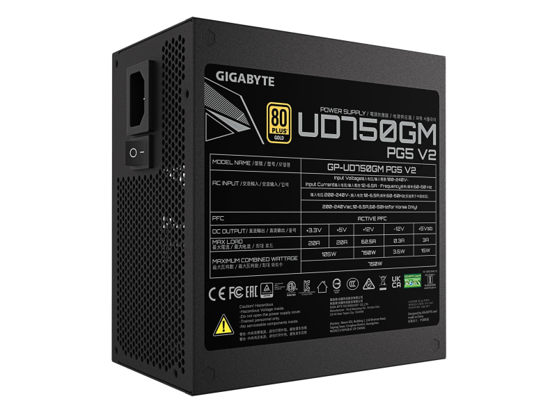Gigabyte UD750GM PG5 V2 750W 80 Plus Gold ATX 3.1