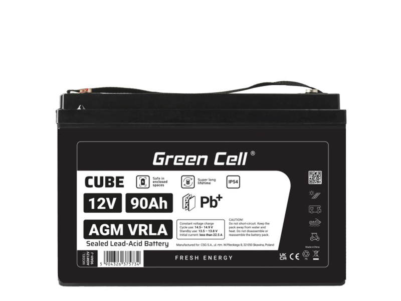 Green Cell Cube AGM VRLA IP54 12V 90Ah