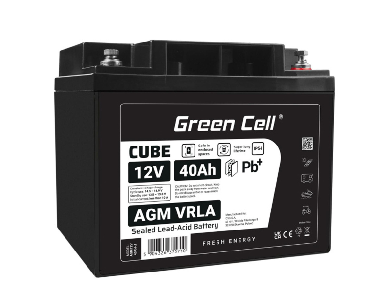 Green Cell Cube AGM VRLA IP54 12V 40Ah