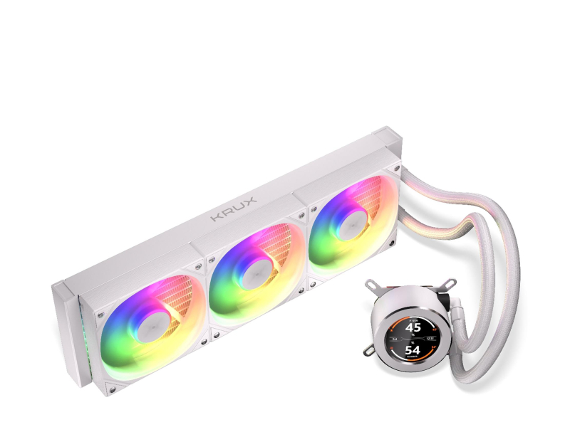 KRUX HydroGlance 360 ARGB LCD Weiß 3x120mm