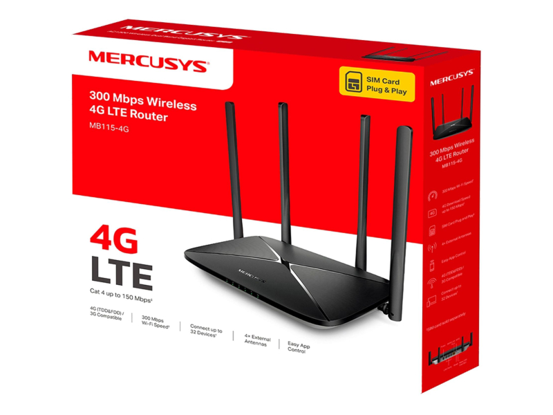 Mercusys MB115-4G 300Mbps a/b/g/n 3G/4G(LTE) 150Mbps