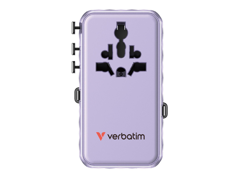 Verbatim Charge ’n Travel 70W 2C ausziehbarer Universaladapter lila