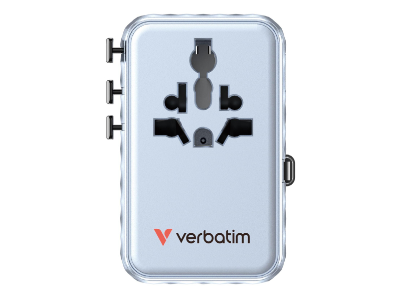 Verbatim Charge 'n' Travel 100W Adapter mit ausziehbarem Kabel, blau
